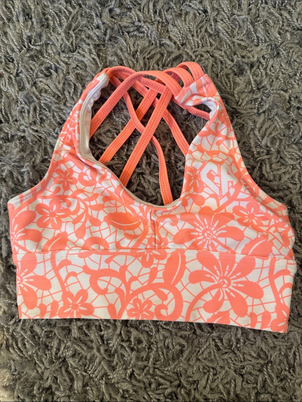 Rebel Athletics CA Cheer Athletics Coral Floral Strappy Sports Bra Cheerleading